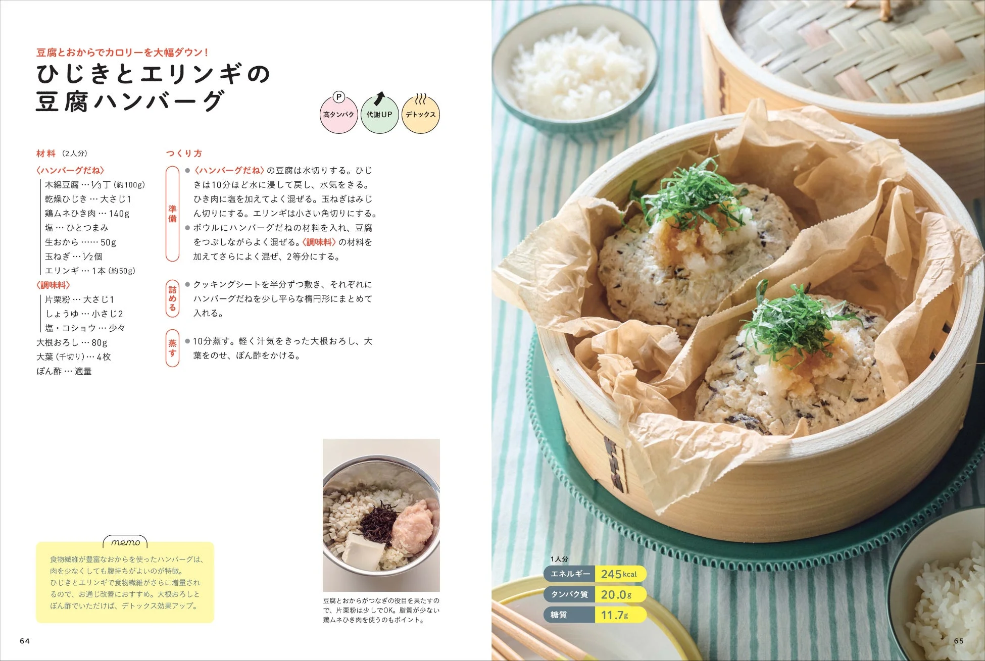 ひじきとエリンギの豆腐ハンバーグのレシピ