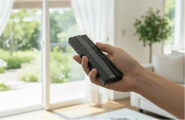 リモコンを操作する手