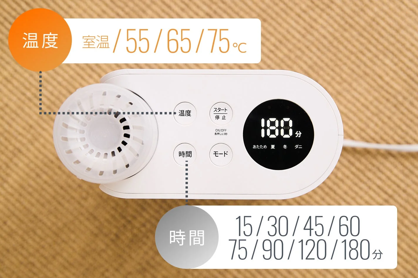 布団乾燥機の操作パネル