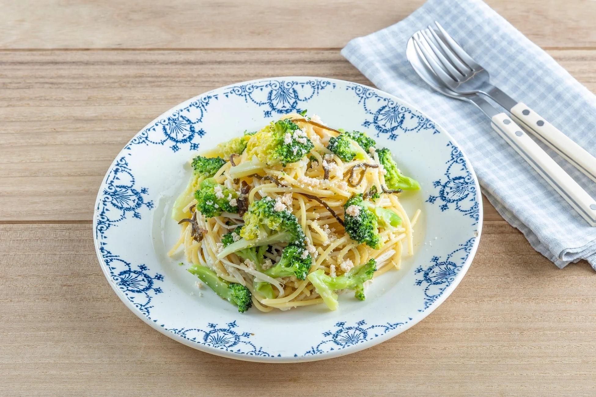 ブロッコリーと昆布の和風パスタ
