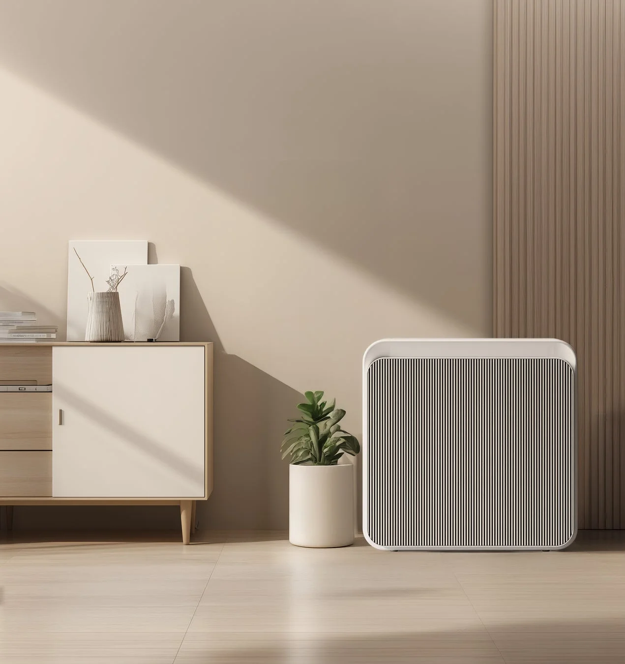 モダンな室内空間に置かれた空気清浄機