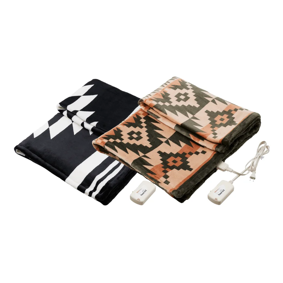 黒とベージュの電気毛布