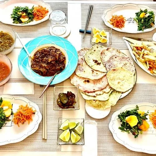 おうちタコス材料の食卓