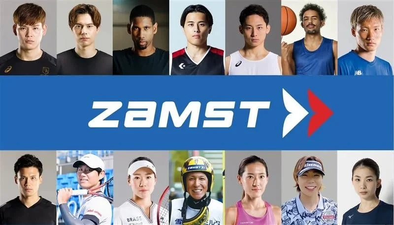 ZAMSTのロゴを中心に、様々なスポーツのアスリートが配置された集合写真