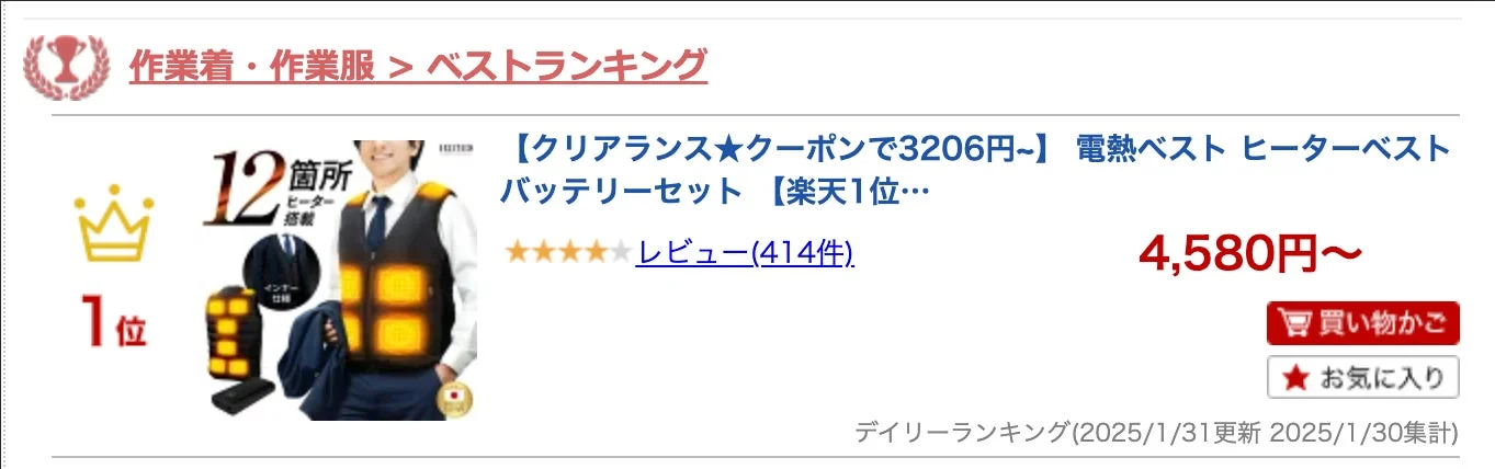 楽天市場デイリーランキング1位