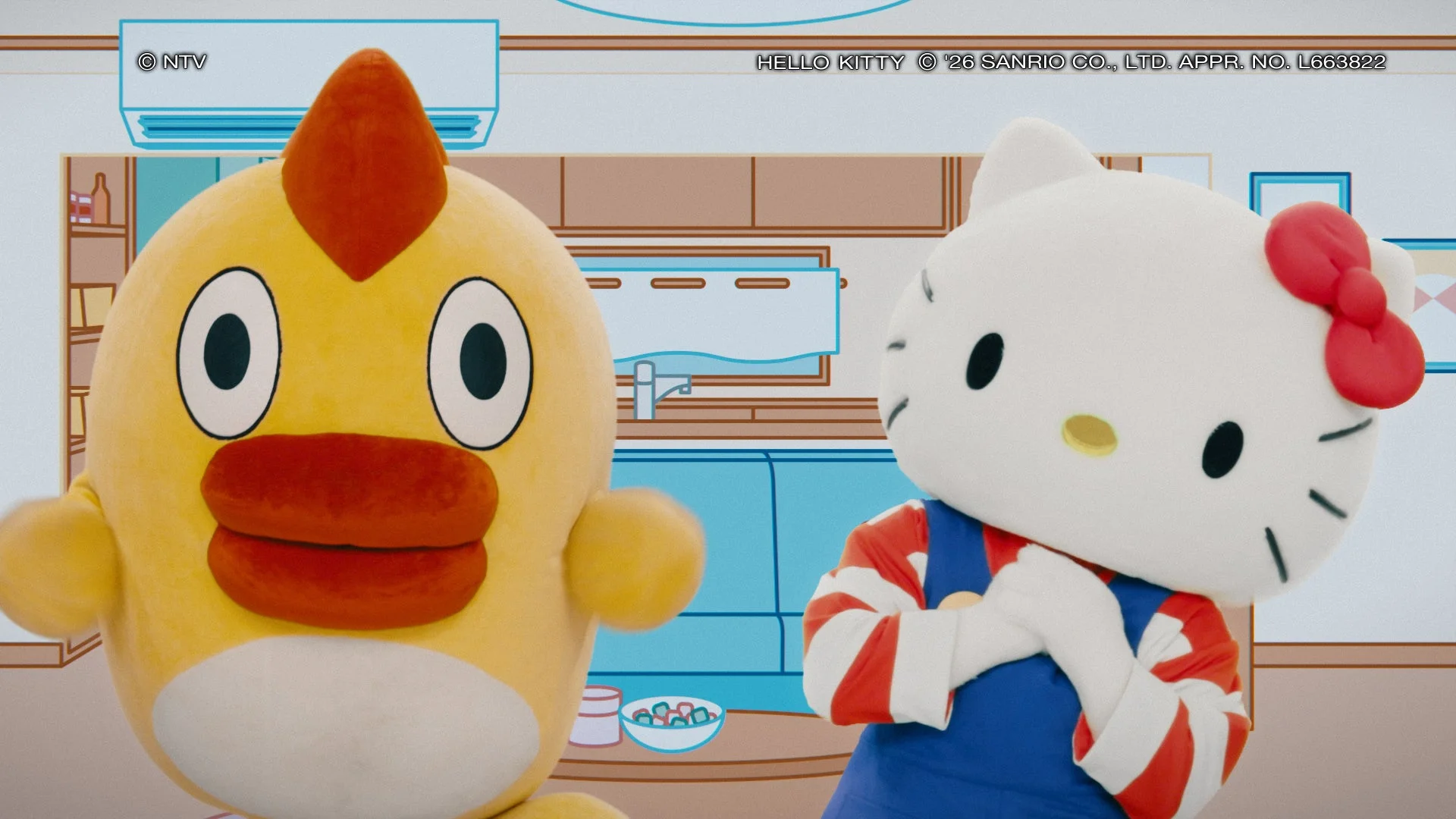 断熱材と断熱窓で暖かさをアピールするハローキティとキャラクター