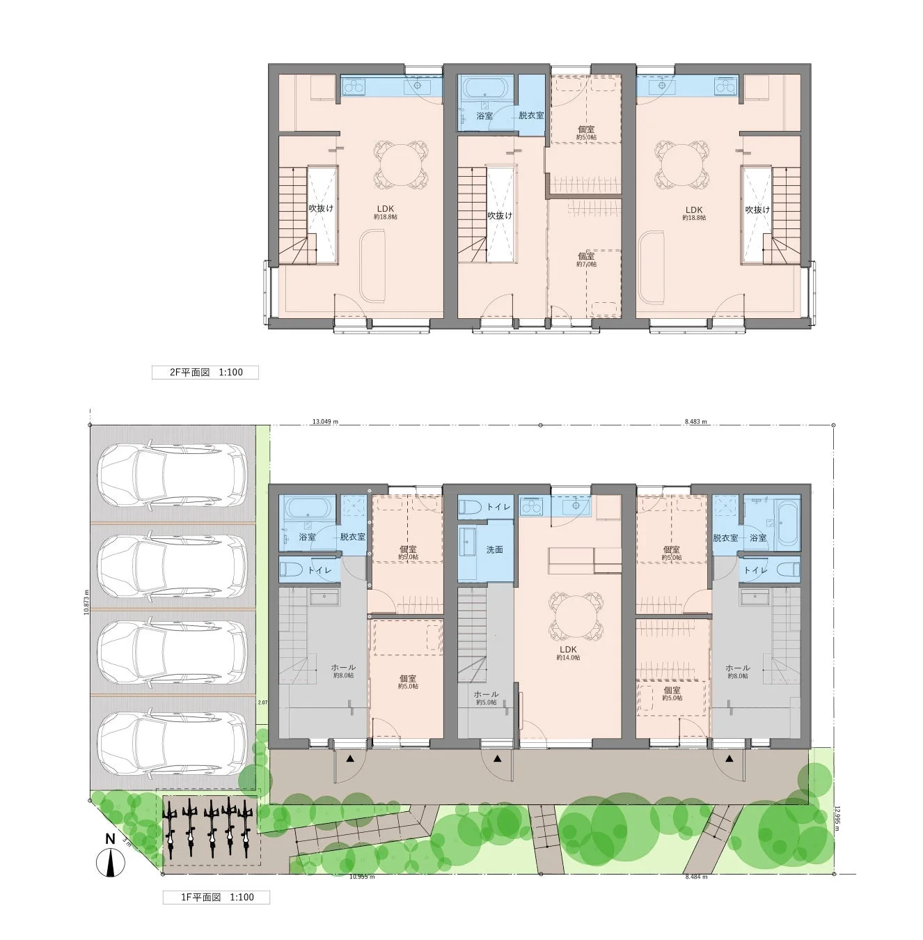 Kizuki Terracehouse 川和台の平面図