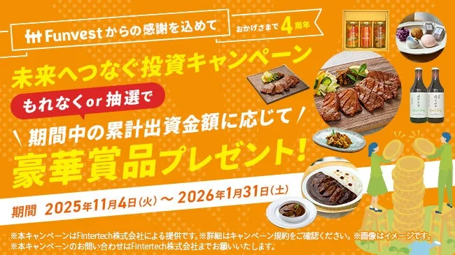 Funvestの4周年記念「未来へつなぐ投資キャンペーン」告知画像
