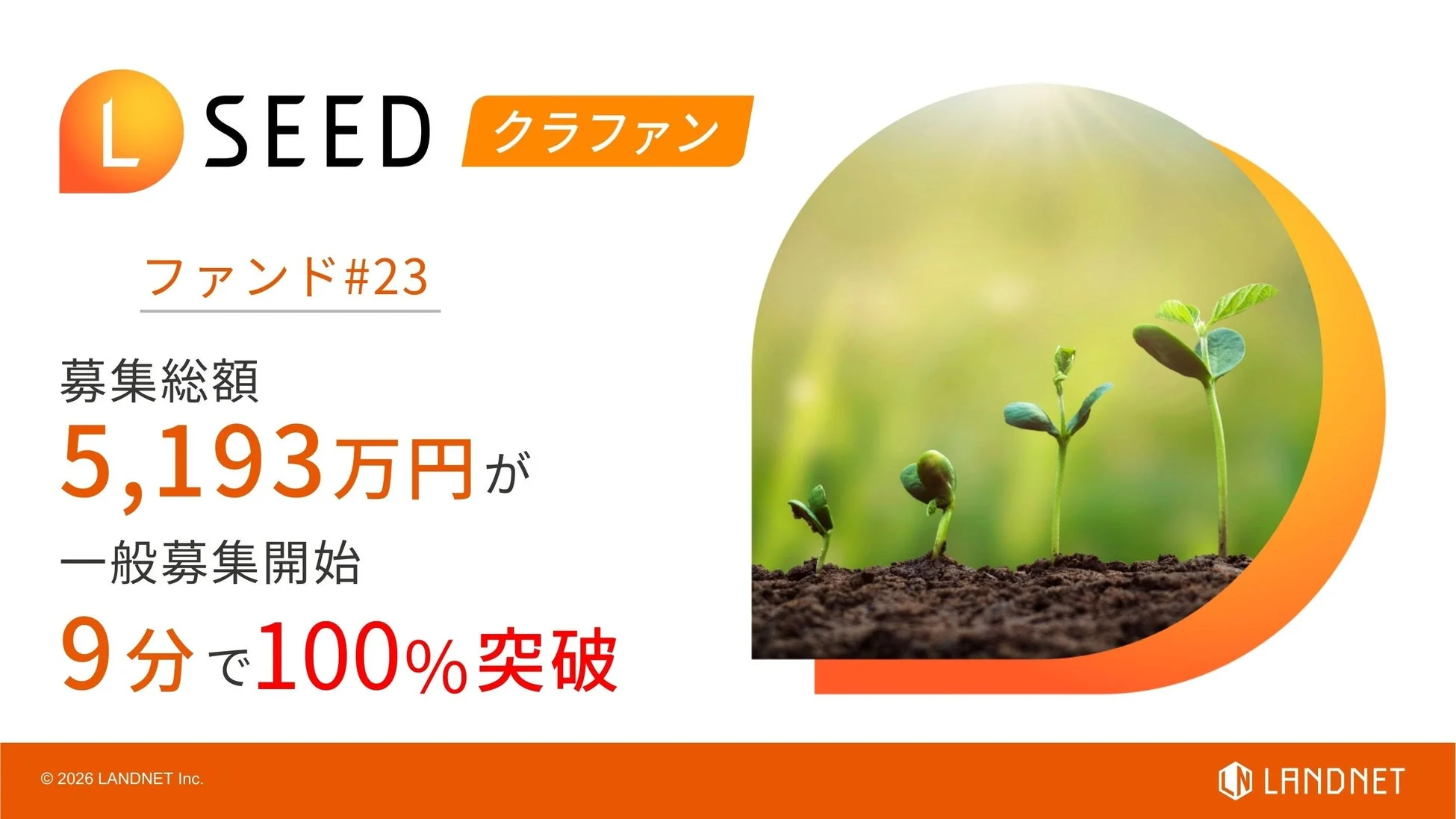 L SEED クラファン ファンド #23 募集総額 5,193万円が 一般募集開始 9分で100%突破