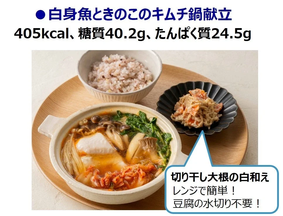 白身魚ときのこのキムチ鍋献立