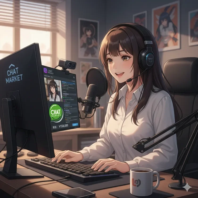 配信イメージのアニメ風女性