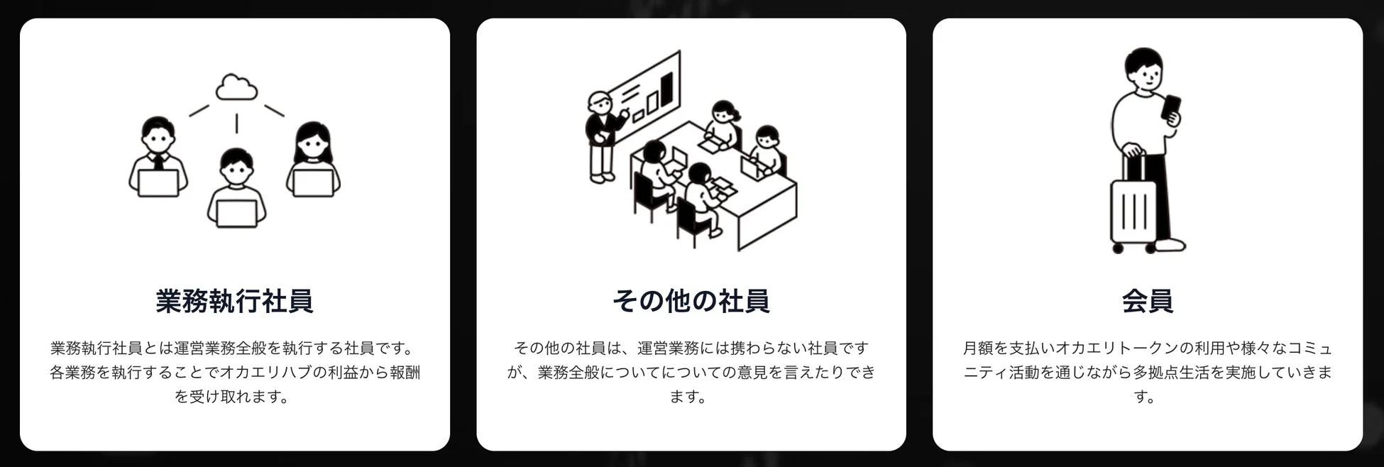 オカエリハブにおける3つの異なる役割