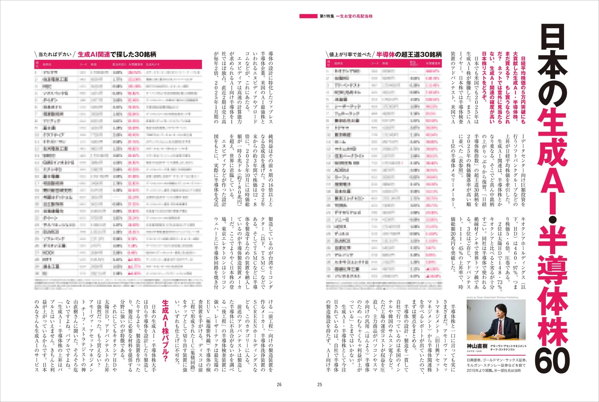 日本の生成AI・半導体株60