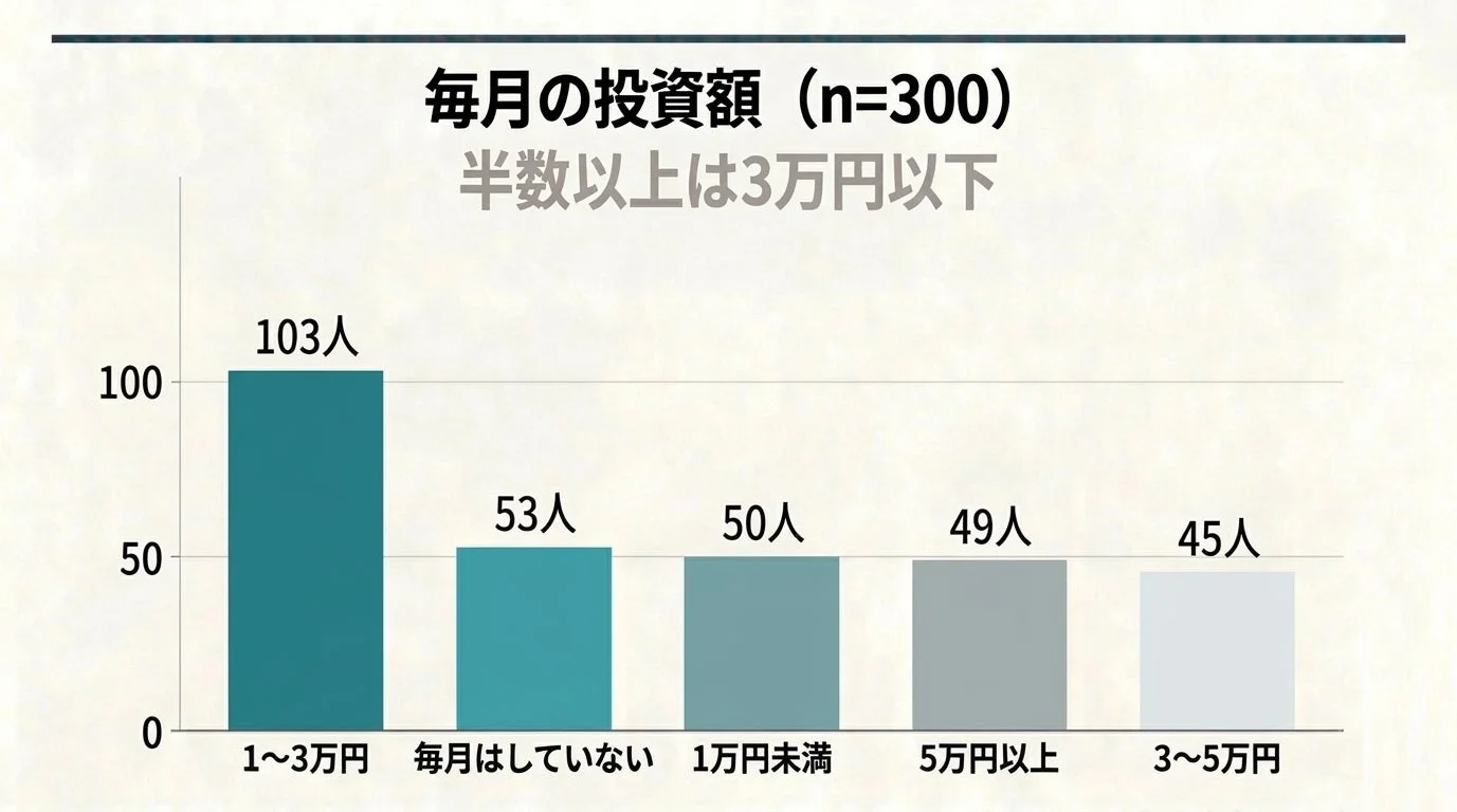 毎月の投資額は「1〜3万円」が最多